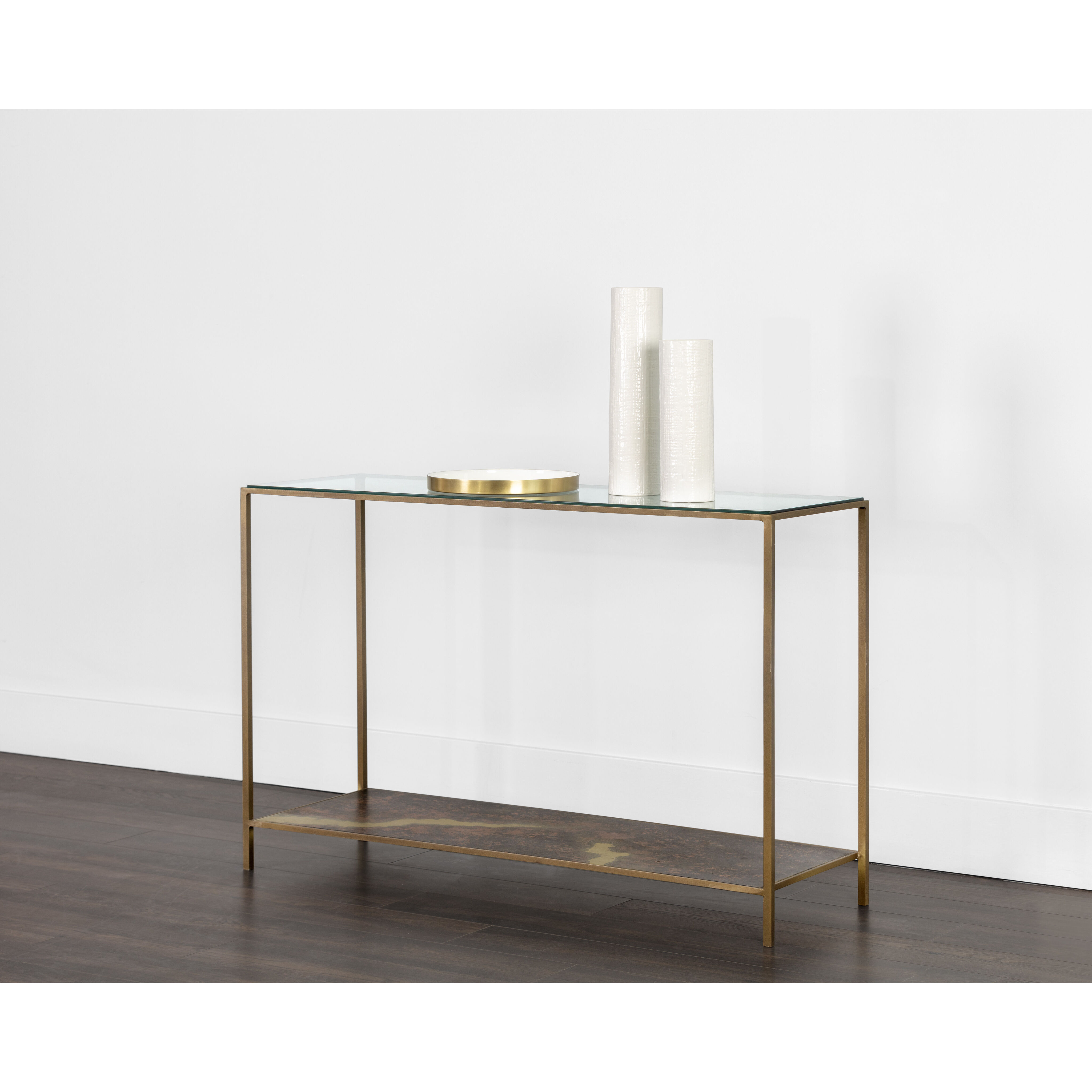 Concord 48 X 16.25 inch Clear / Antique Brass Console Table